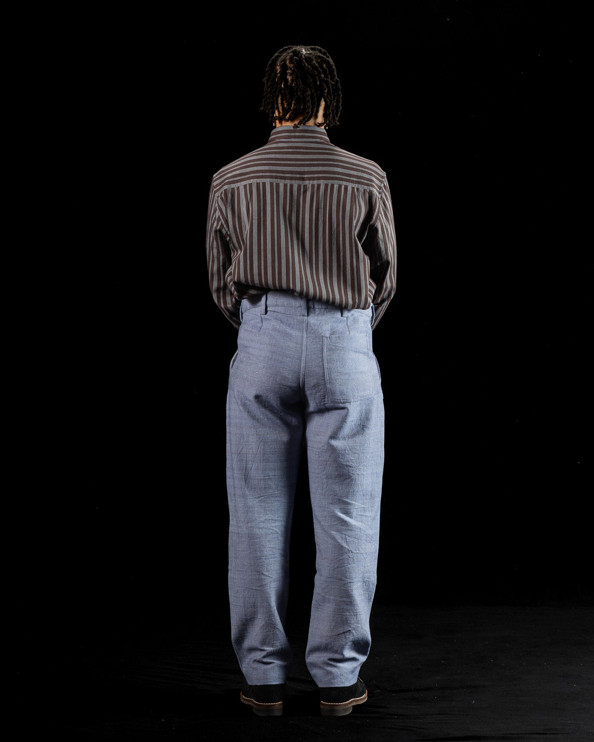 Indi + Ash Brook L/S Shirt - Handwoven Plum/Indigo Kala Cotton Variegated Stripe - Standard & Strange