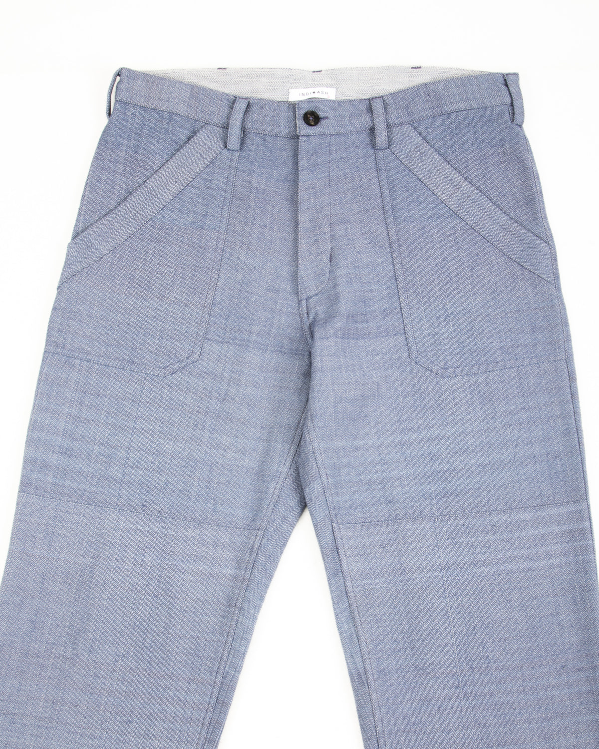 Indi + Ash Isaac Pant - Handwoven French Blue/Indigo Military Herringbone - Standard & Strange