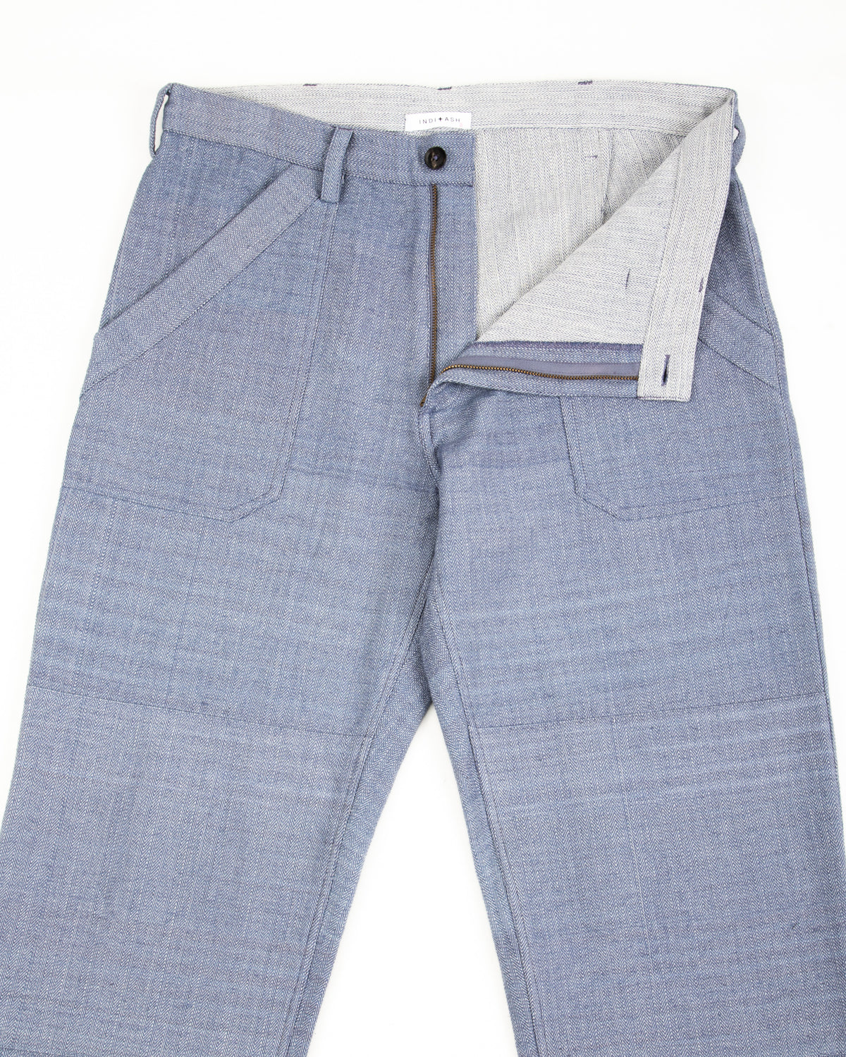 Indi + Ash Isaac Pant - Handwoven French Blue/Indigo Military Herringbone - Standard & Strange