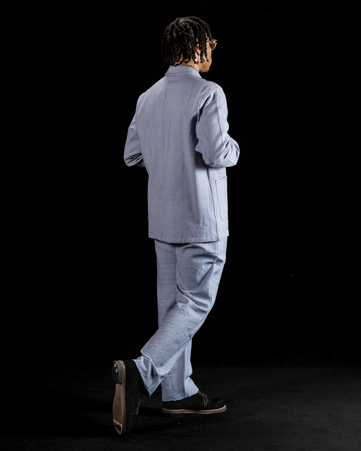 Indi + Ash Isaac Pant - Handwoven French Blue/Indigo Military Herringbone - Standard & Strange