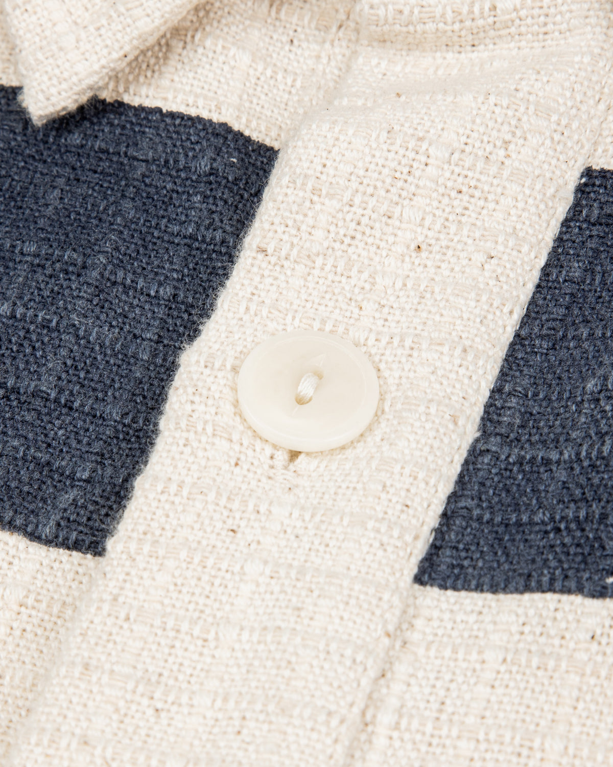 Indi + Ash Rugby Shirt - Handwoven Natural/Indigo Ripstop Black Print Stripe - Standard & Strange