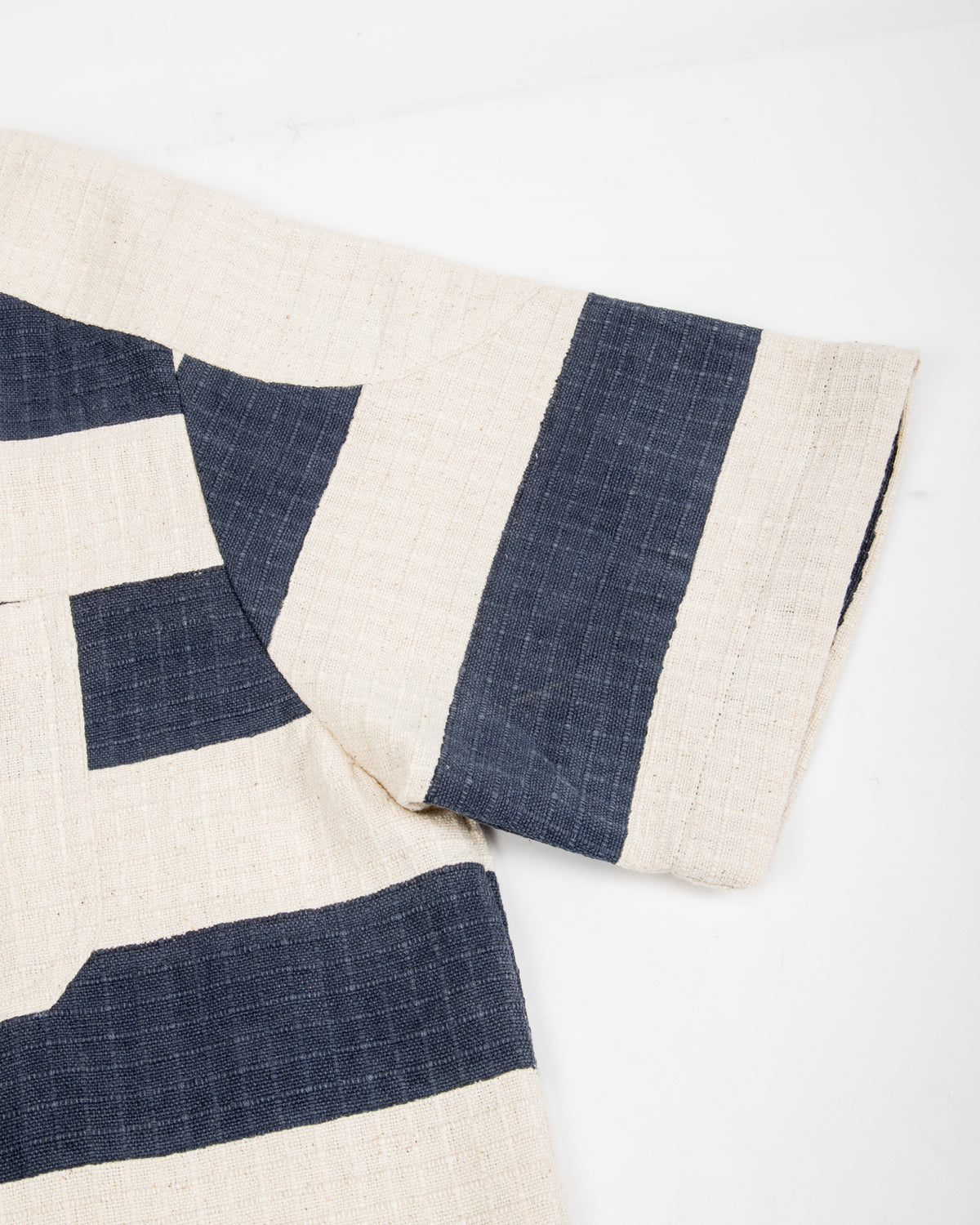 Indi + Ash Rugby Shirt - Handwoven Natural/Indigo Ripstop Black Print Stripe - Standard & Strange