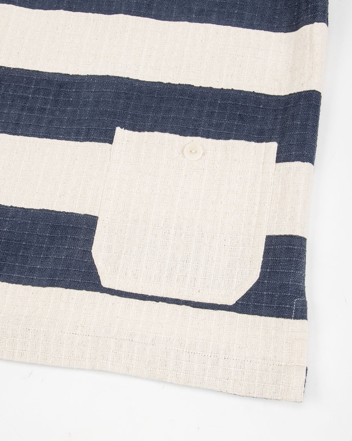 Indi + Ash Rugby Shirt - Handwoven Natural/Indigo Ripstop Black Print Stripe - Standard & Strange