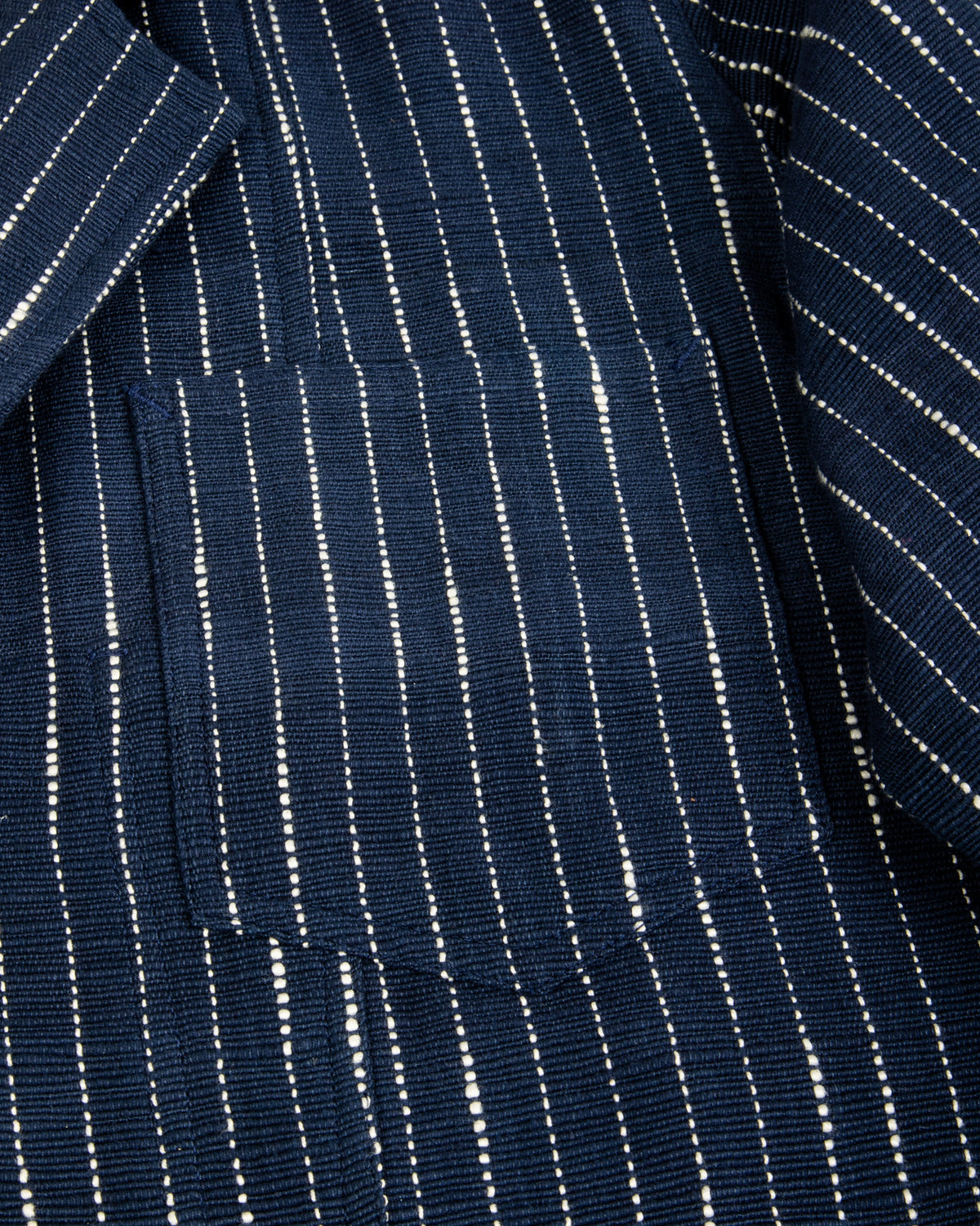Indi + Ash Study Jacket - Handwoven Dark Indigo/Ecru Ticking Stripe - Standard & Strange