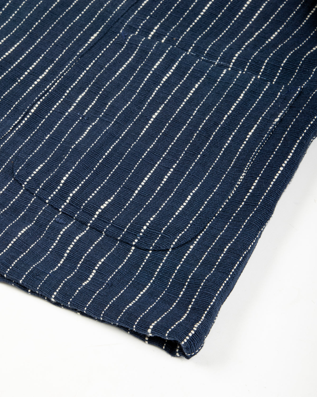 Indi + Ash Study Jacket - Handwoven Dark Indigo/Ecru Ticking Stripe - Standard & Strange