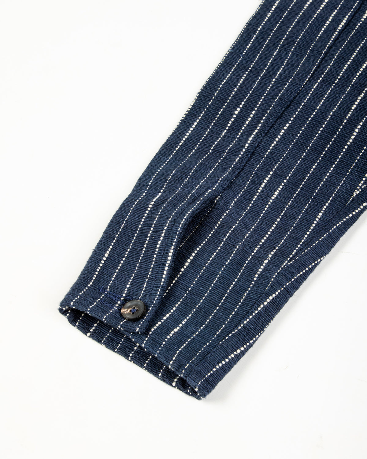 Indi + Ash Study Jacket - Handwoven Dark Indigo/Ecru Ticking Stripe - Standard & Strange