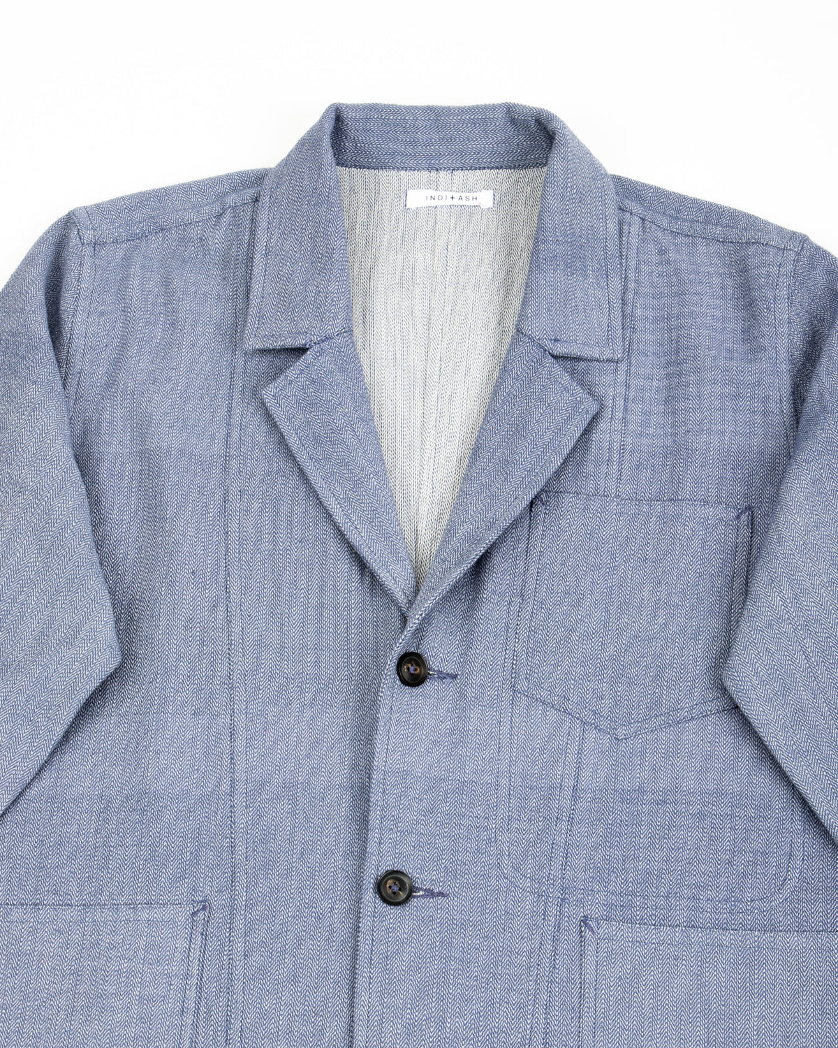 Indi + Ash Study Jacket - Handwoven French Blue/Indigo Military Herringbone - Standard & Strange