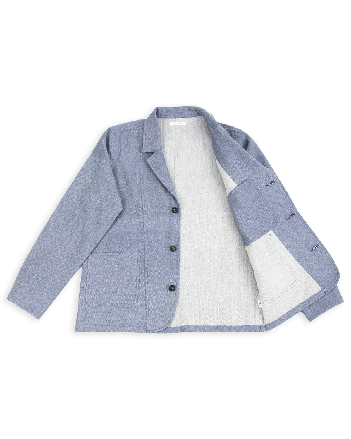 Indi + Ash Study Jacket - Handwoven French Blue/Indigo Military Herringbone - Standard & Strange