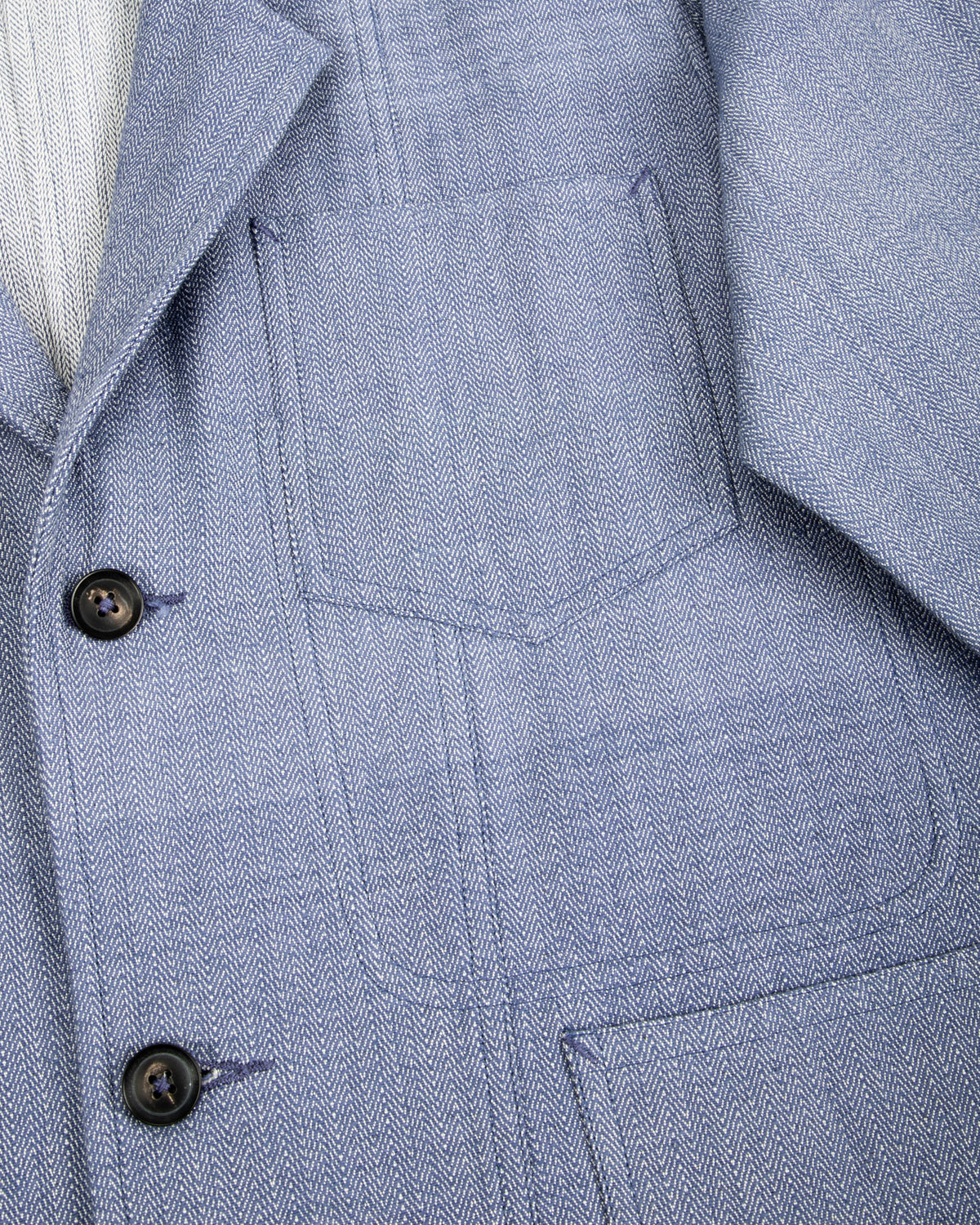 Indi + Ash Study Jacket - Handwoven French Blue/Indigo Military Herringbone - Standard & Strange