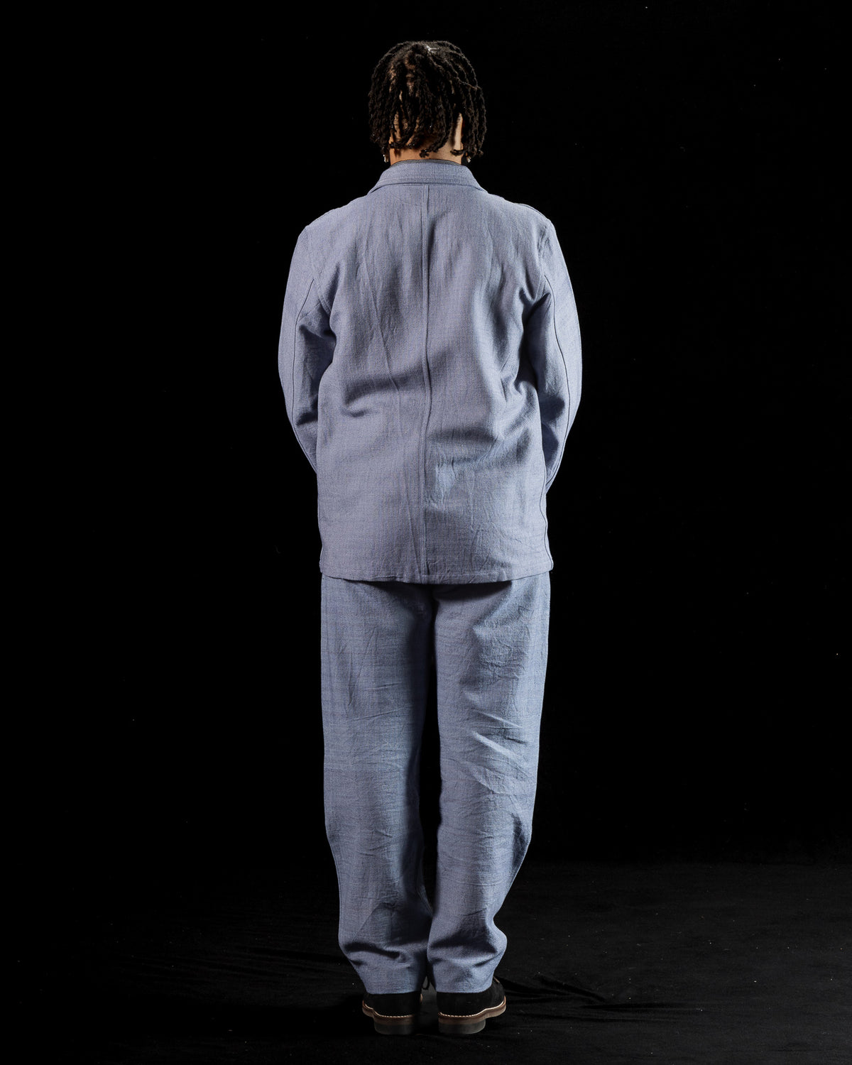 Indi + Ash Study Jacket - Handwoven French Blue/Indigo Military Herringbone - Standard & Strange