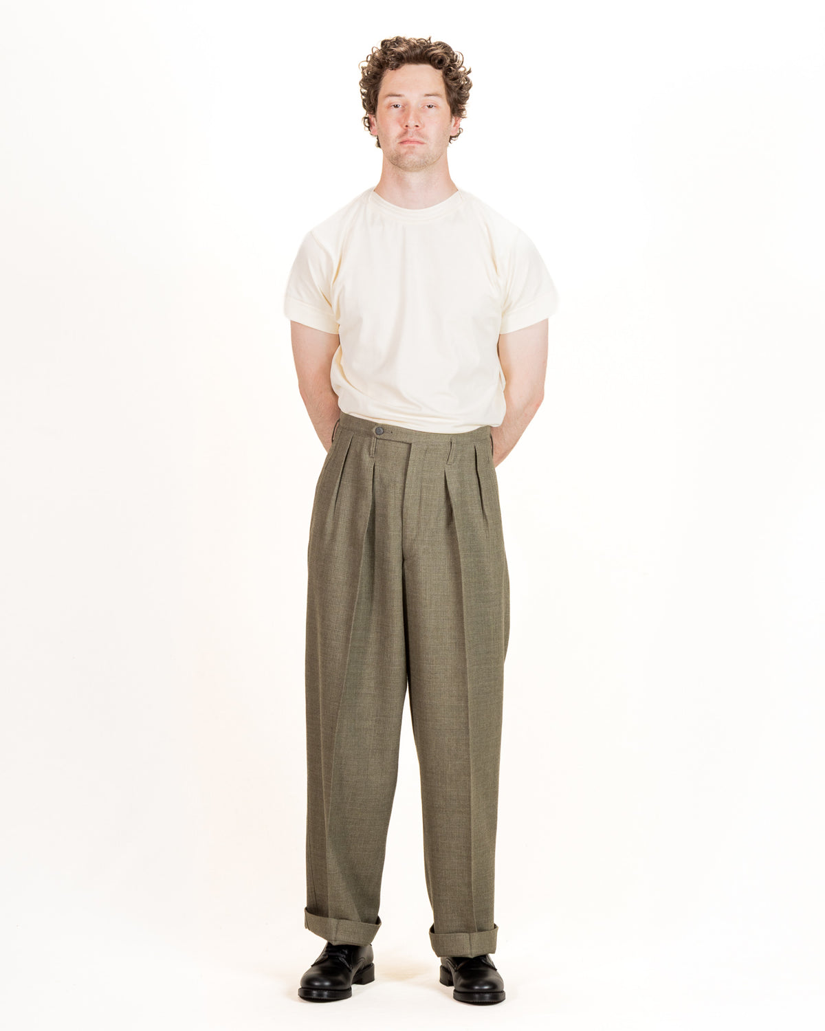 MotivMfg Bund Trousers - Sage Micro Check Suiting - Standard & Strange
