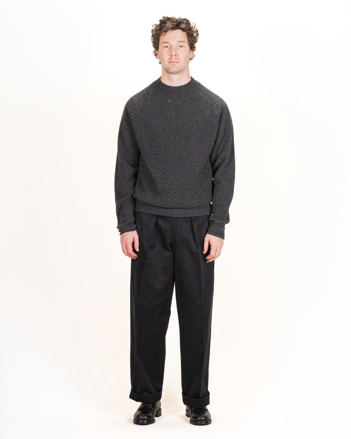 MotivMfg Cashmere Bubble Knit Mockneck - Grey Flannel - Standard & Strange