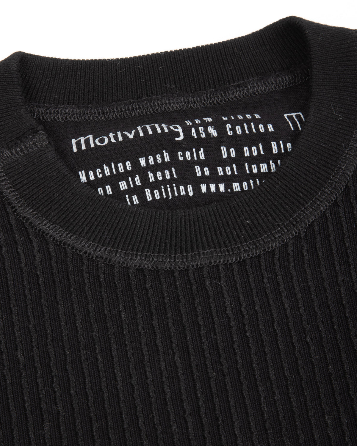 MotivMfg Swedish Thermal Shirt - Black Cotton/Linen Rib Jersey - Standard & Strange