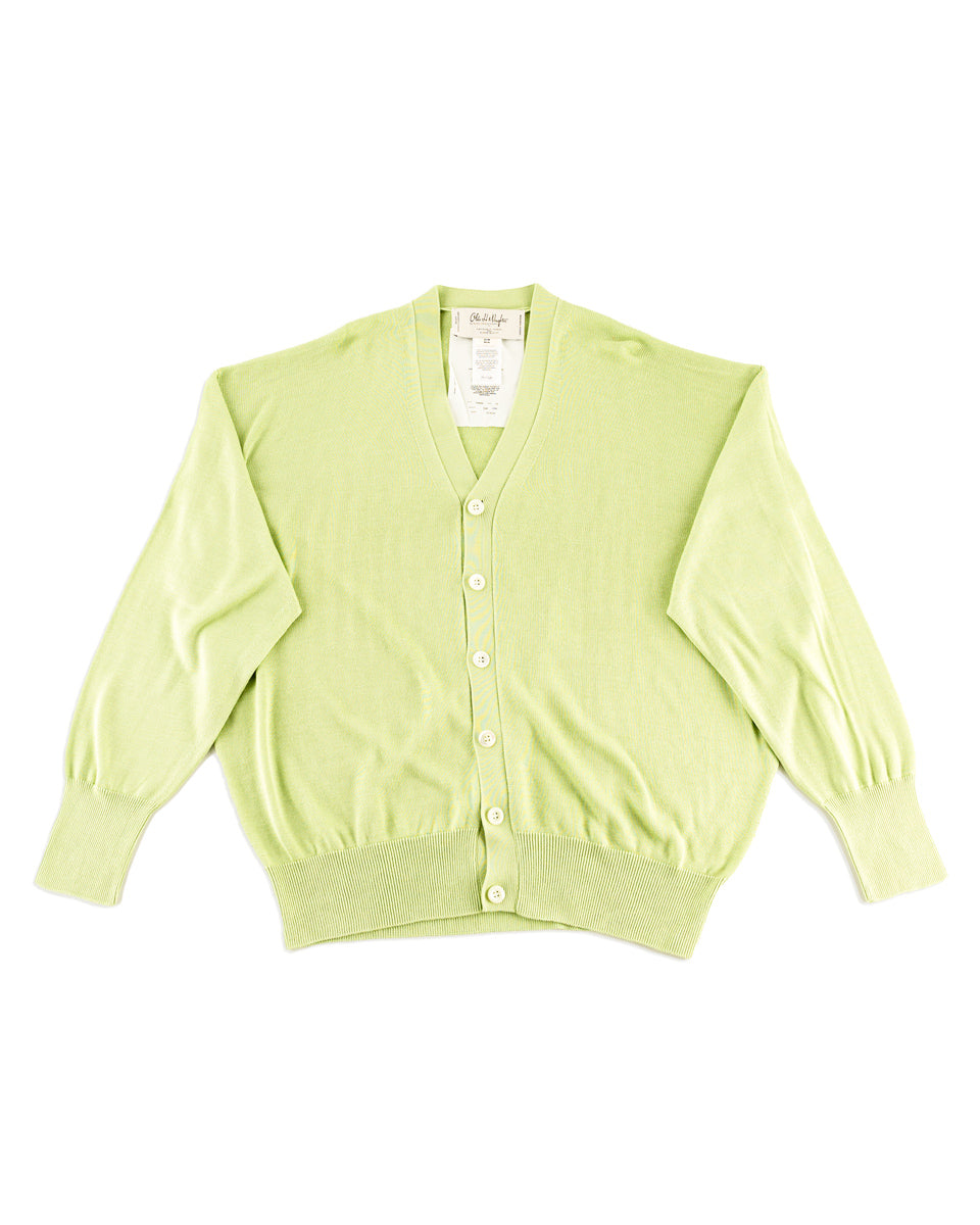 Olde H & Daughter Silk Plain Stitch V Neck Cardigan - Pistachio 10 - Standard & Strange