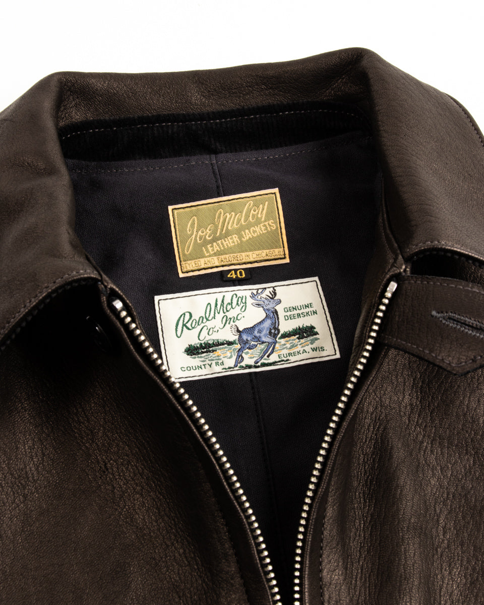 The Real McCoy's Freeman 30s Sports Jacket (Deerskin) - Black - Standard & Strange