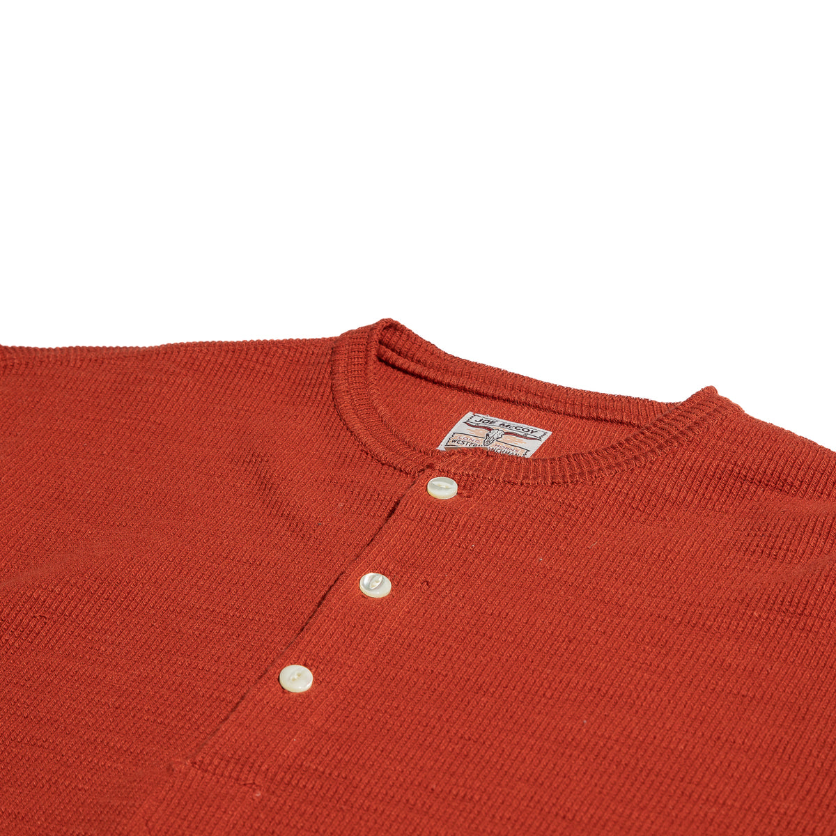 The Real McCoy's Western Cardigan Stitch Henley Shirt - Brick Red - Standard & Strange