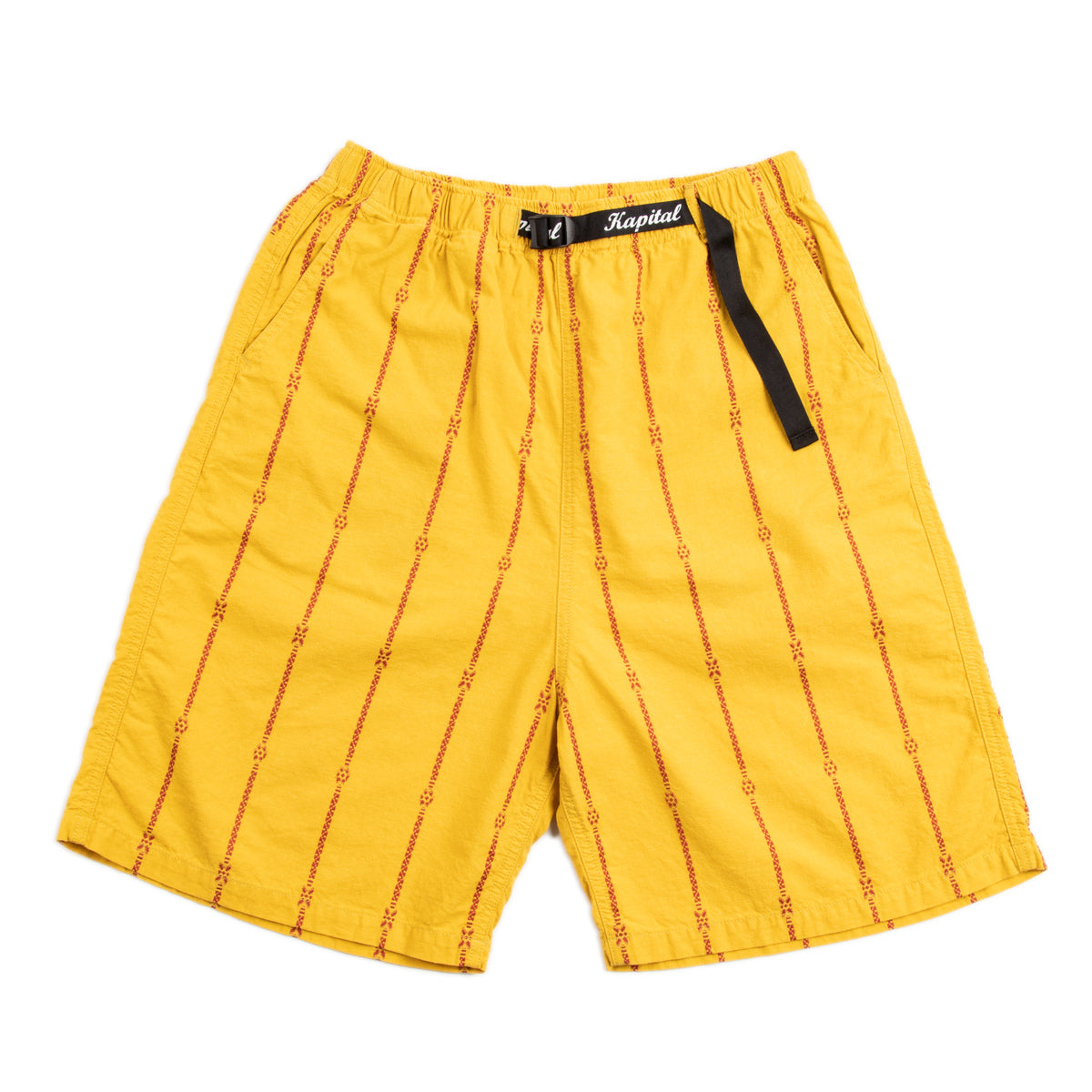 Kapital Cotton Linen SIAM Stripe EASY Shorts - Yellow - Standard & Strange