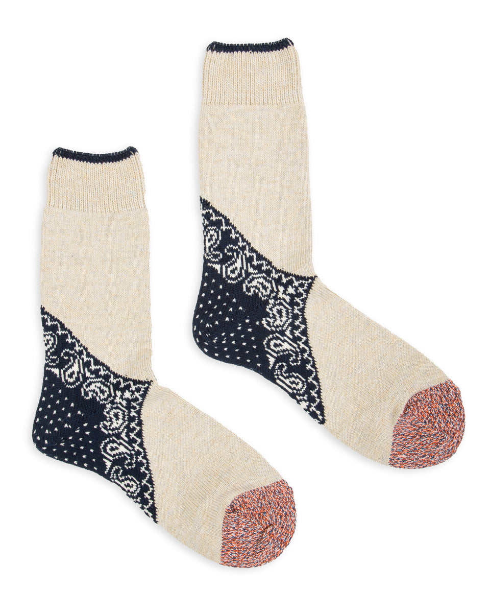 Kapital 96 Yarns Heel Paisley Bandana Socks - Navy - Standard & Strange