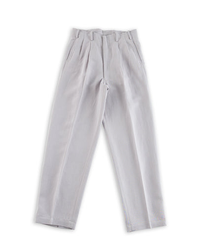 Attractions Double Pleats Trousers - Ice Gray Wool Linen - Standard & Strange