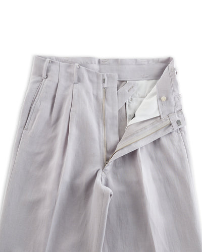 Attractions Double Pleats Trousers - Ice Gray Wool Linen - Standard & Strange