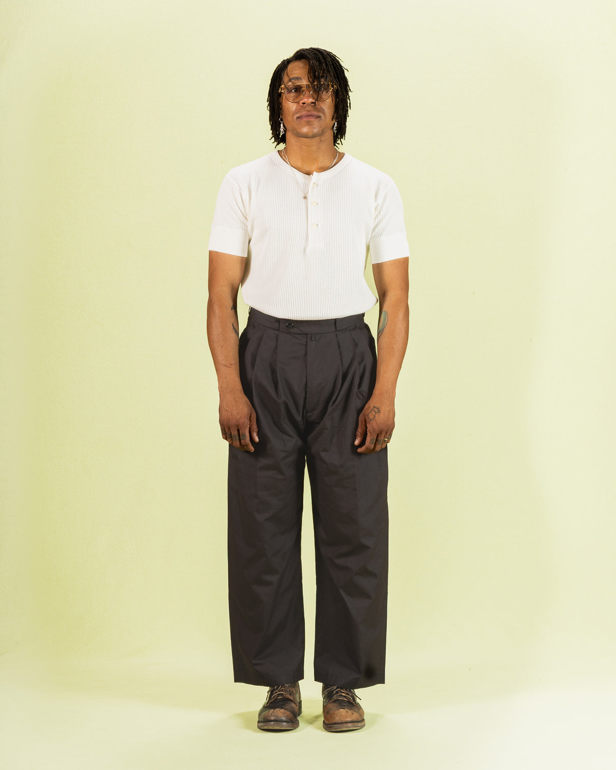 Black Sign Railroad Knit S/S Amish Underwear - Salt White - Standard & Strange