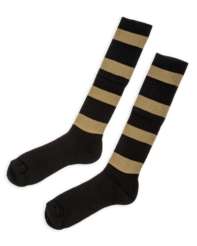 Black Sign Wide Border BS Fit Boot Socks - Midnight Black x Hide Green - Standard & Strange
