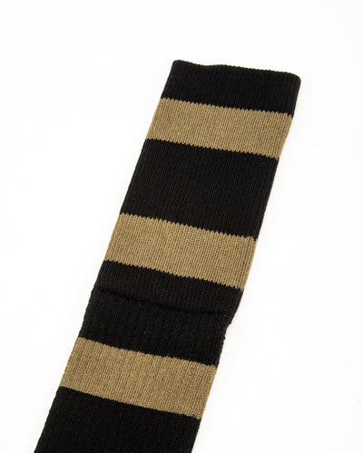 Black Sign Wide Border BS Fit Boot Socks - Midnight Black x Hide Green - Standard & Strange