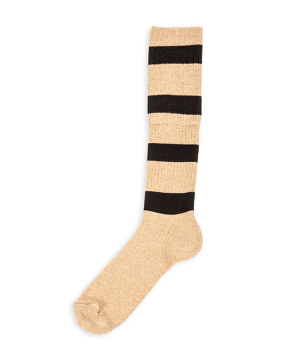 Black Sign Wide Border BS Fit Boot Socks - Midnight Black x Mud Beige - Standard & Strange