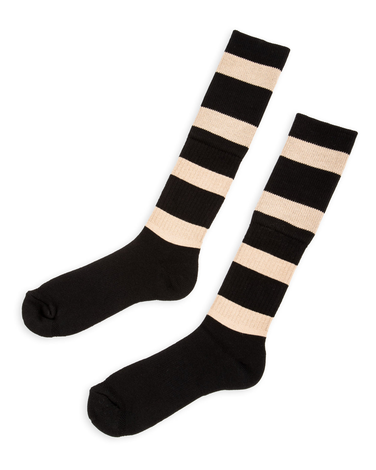 Black Sign Wide Border BS Fit Boot Socks - Midnight Black x Sand Beige - Standard & Strange