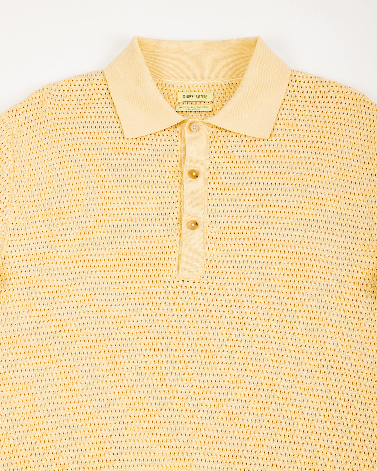De Bonne Facture Honeycomb Knitted Polo - Butter Yellow - Standard & Strange