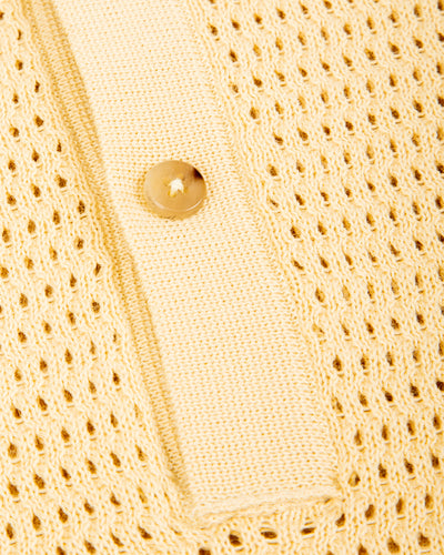 De Bonne Facture Honeycomb Knitted Polo - Butter Yellow - Standard & Strange