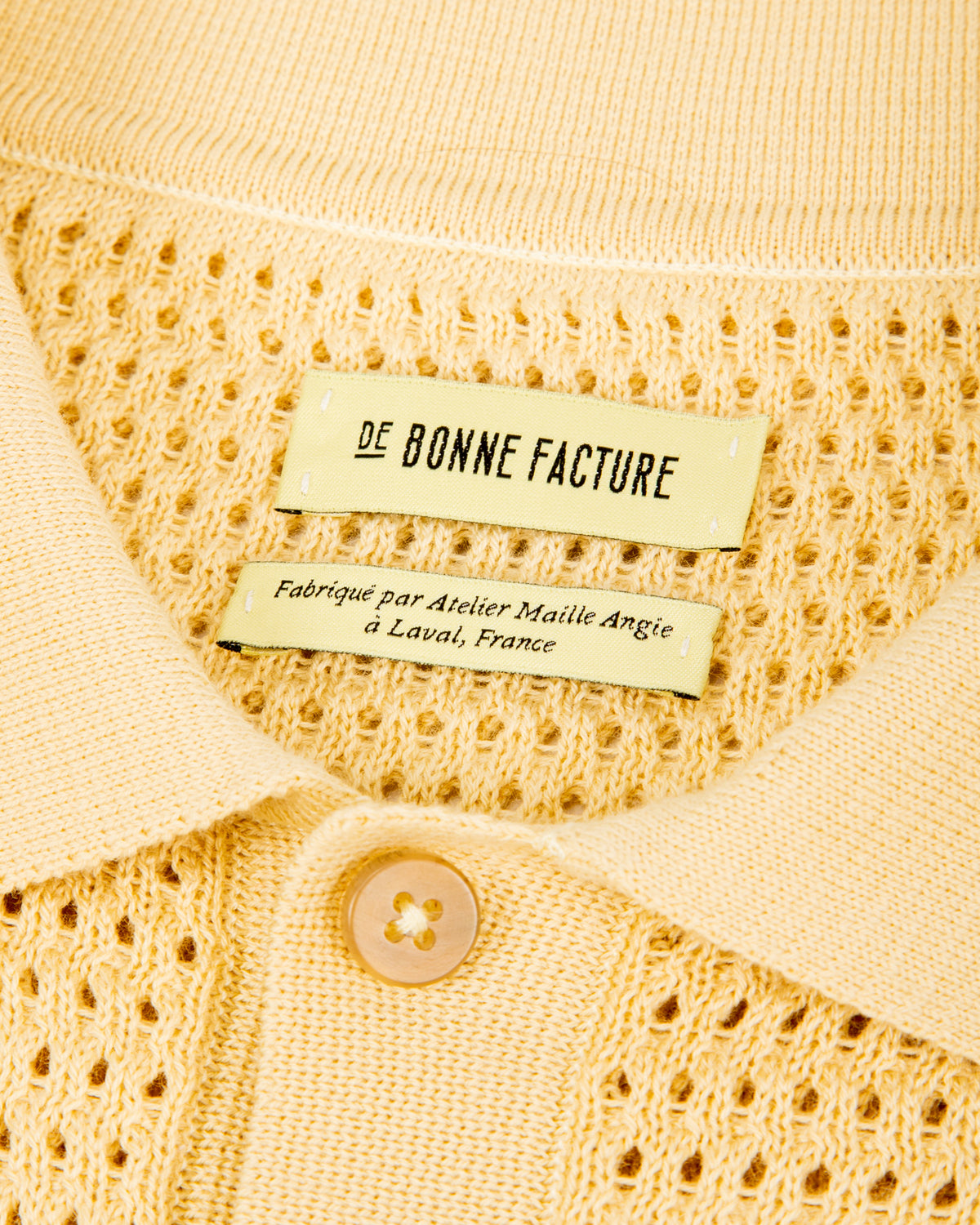 De Bonne Facture Honeycomb Knitted Polo - Butter Yellow - Standard & Strange