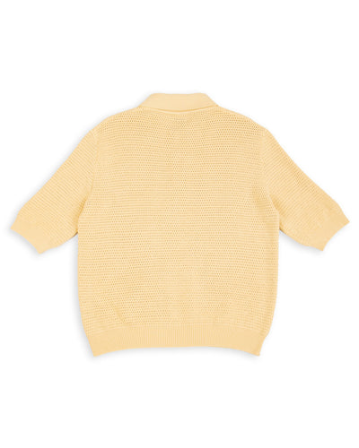 De Bonne Facture Honeycomb Knitted Polo - Butter Yellow - Standard & Strange