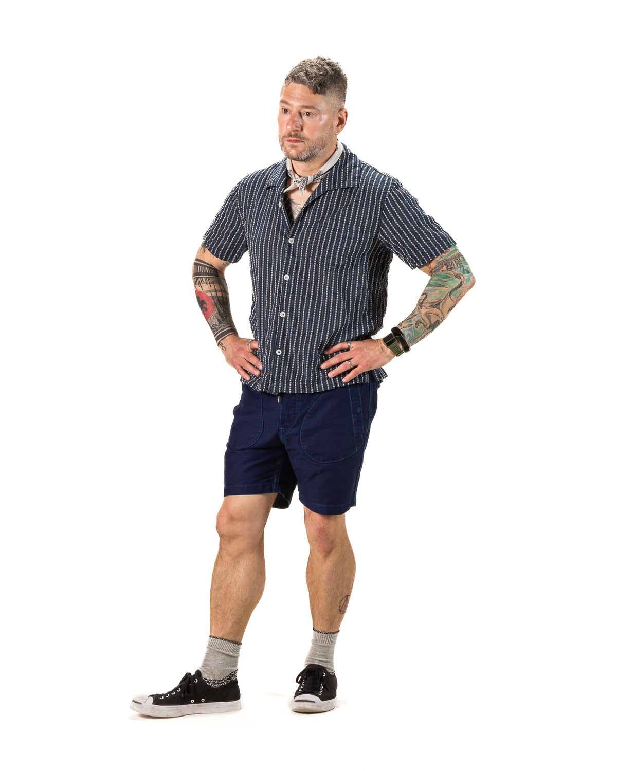Freenote Cayucos S/S Shirt - Jacquard Navy - Standard & Strange