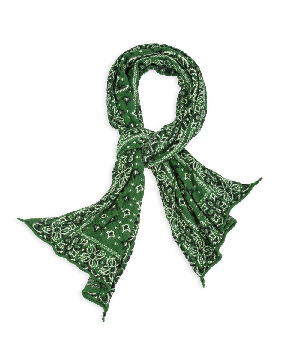 Kapital Fulling Wool HAPPY Scarf Colorful BIG-MAMA BANDANA - Green - Standard & Strange
