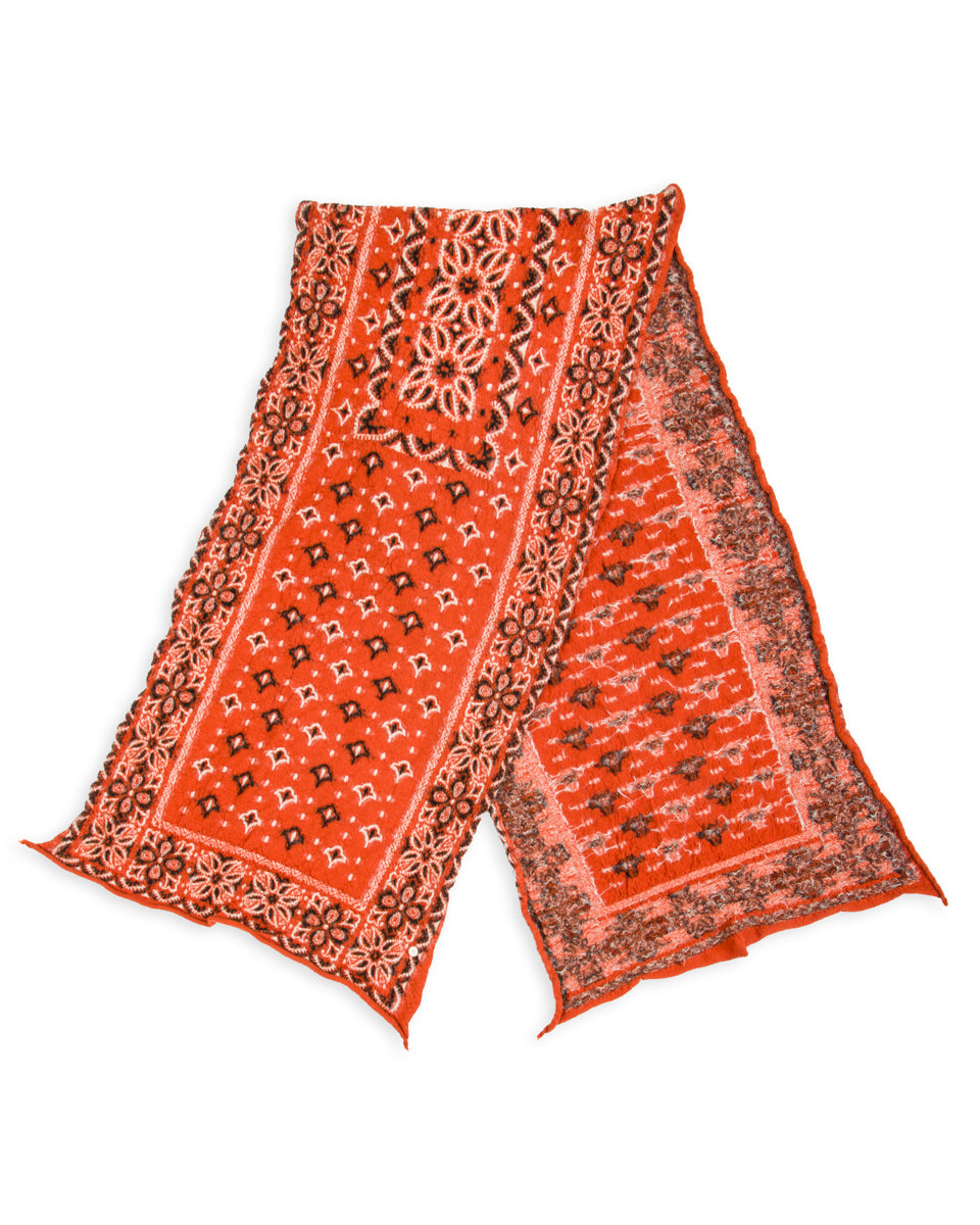Kapital Fulling Wool HAPPY Scarf Colorful BIG-MAMA BANDANA - Orange - Standard & Strange