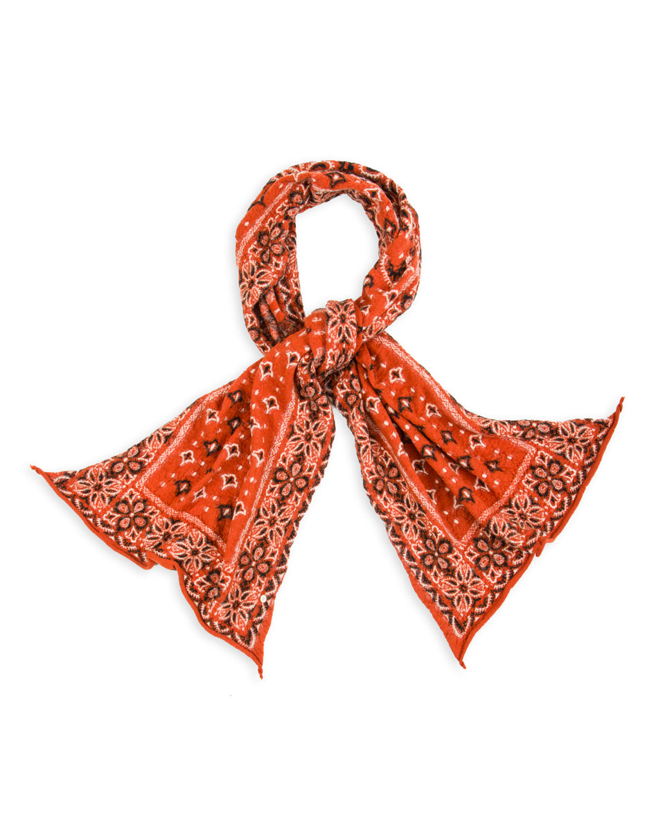 Kapital Fulling Wool HAPPY Scarf Colorful BIG-MAMA BANDANA - Orange - Standard & Strange
