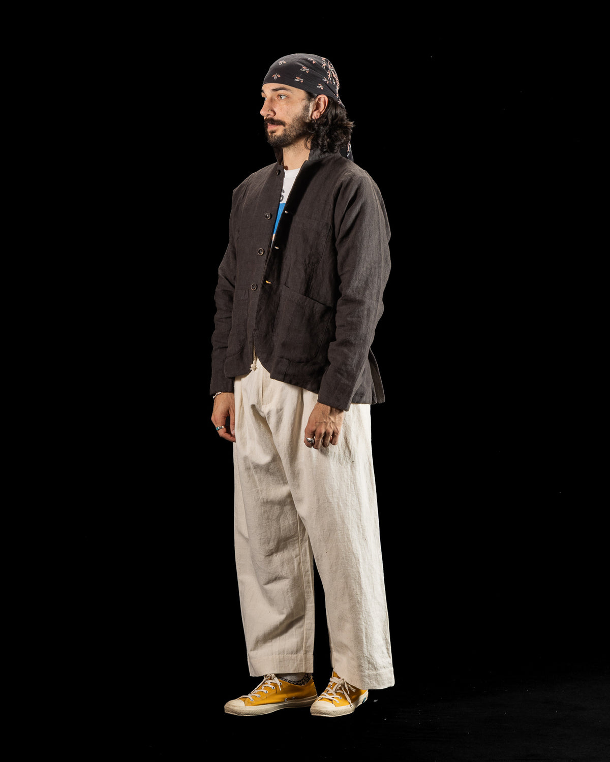 Gathering Fisherman Jacket - Black Linen Stonewash - Standard & Strange
