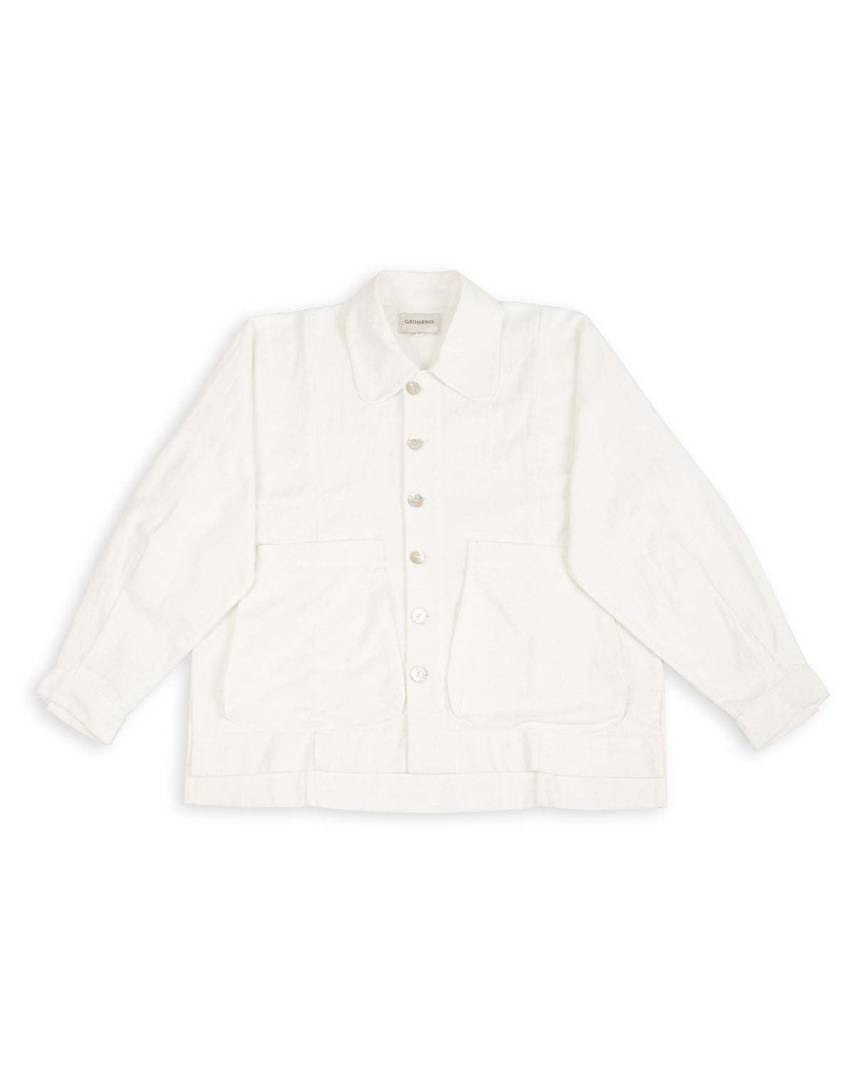 Gathering Farmer Jacket - White Handloom Cotton - Standard & Strange