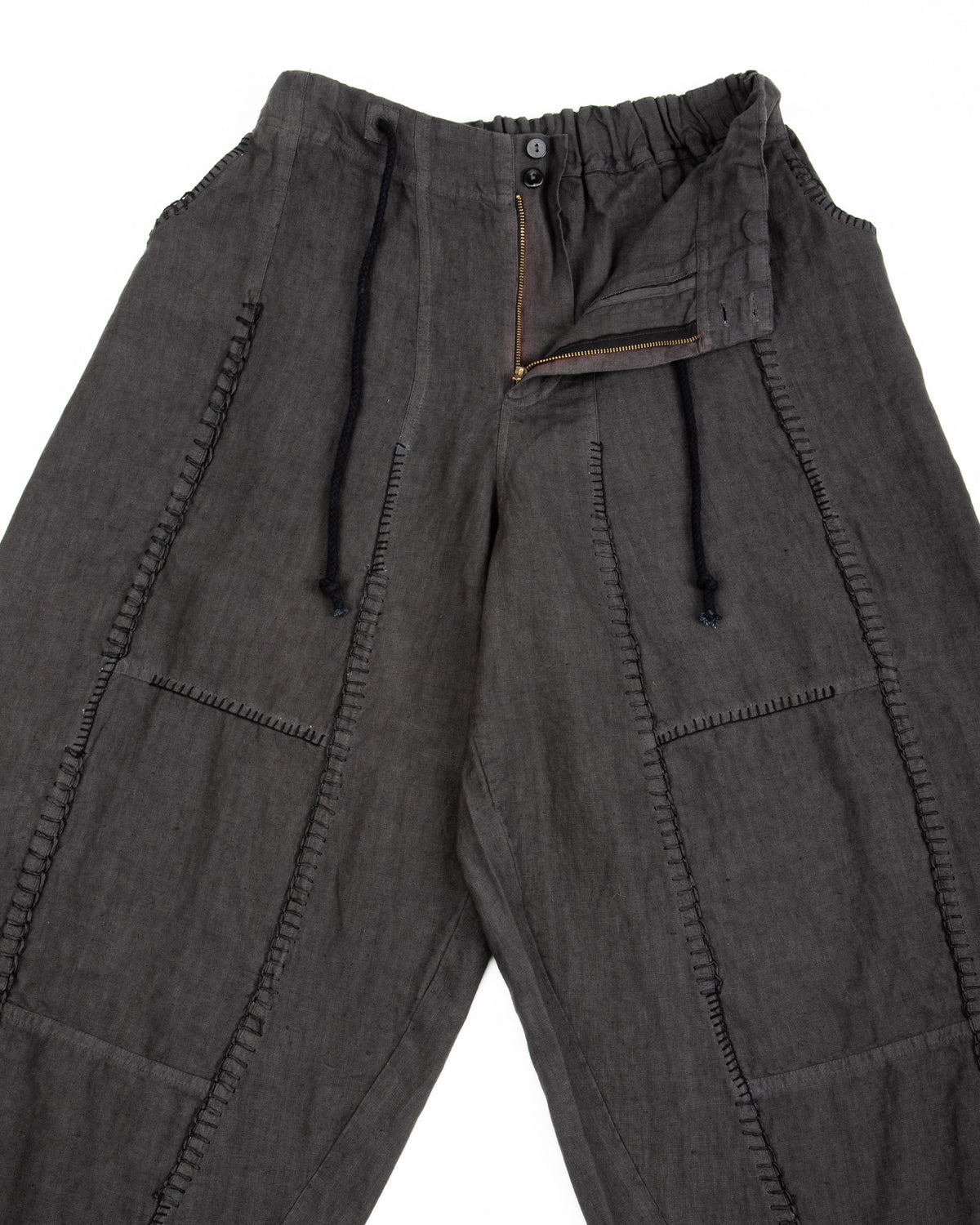 Gathering Fisherman Pant - Black Linen Stonewash - Standard & Strange