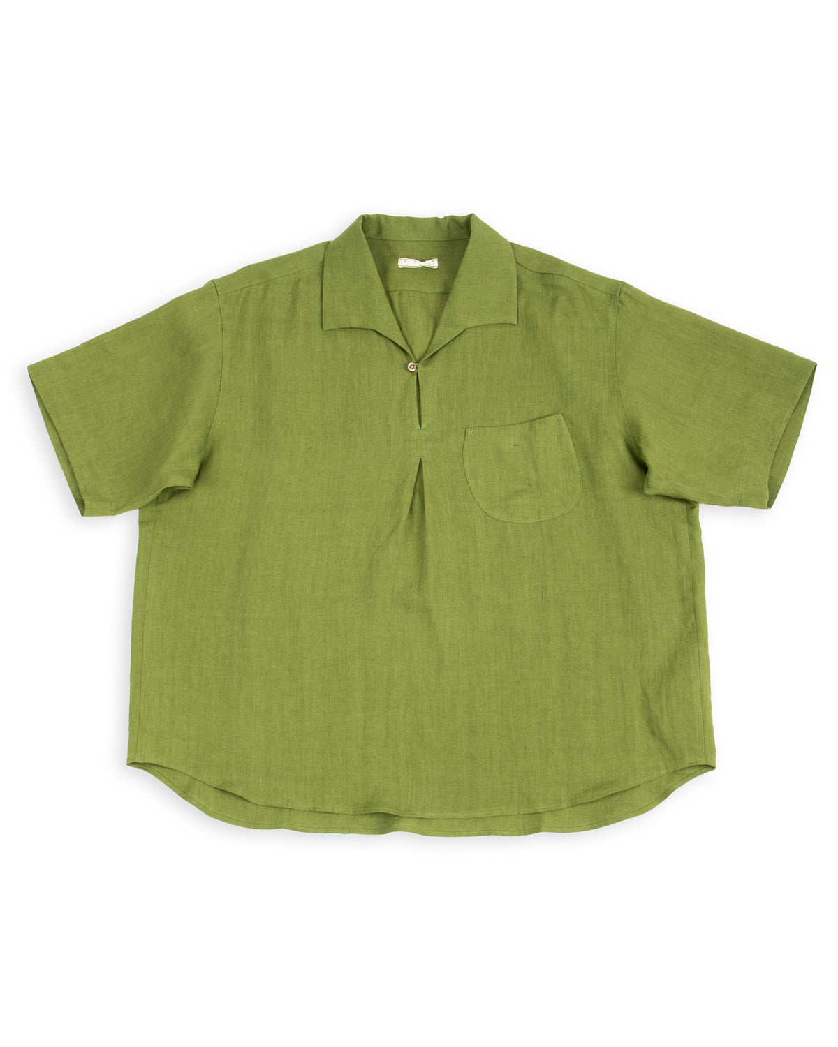 Gorsch Capri Short Sleeve Pullover Shirt - Olive Green Linen - Standard & Strange