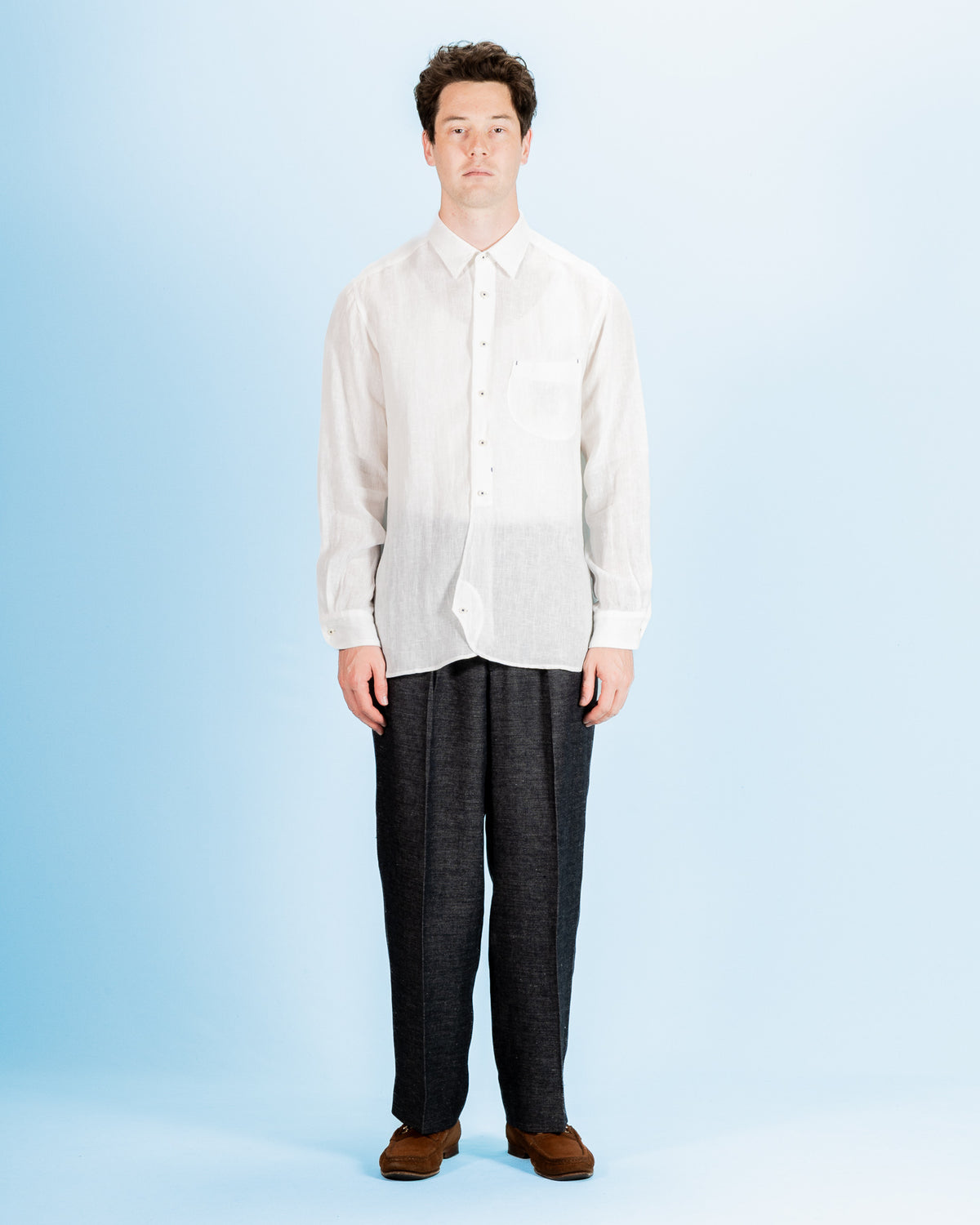 Gorsch Collar Shirt - Off White French Linen - Standard & Strange