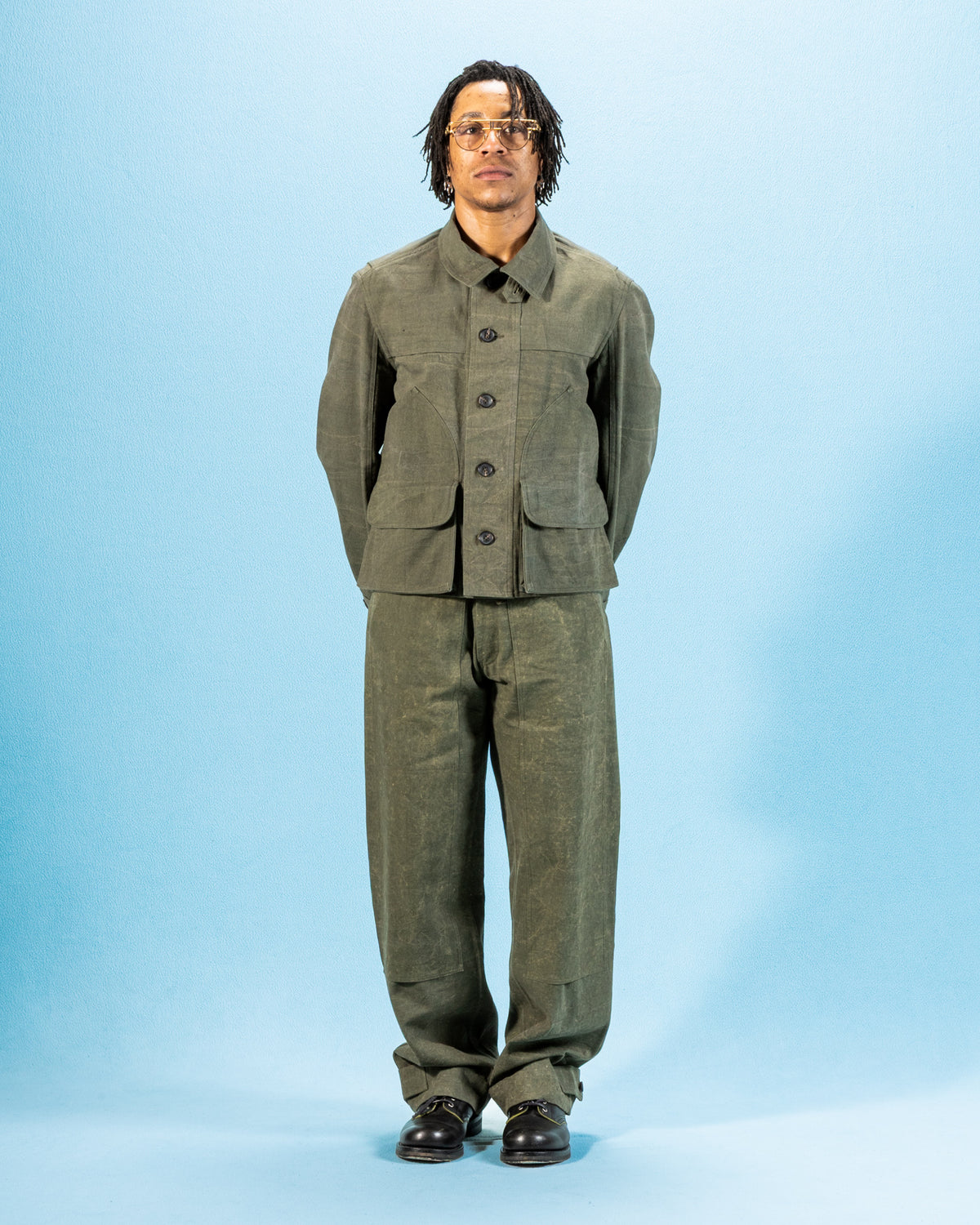 Indi + Ash Cropped Utility Jacket - Forest Green Crackle Enzyme Canvas - Standard & Strange