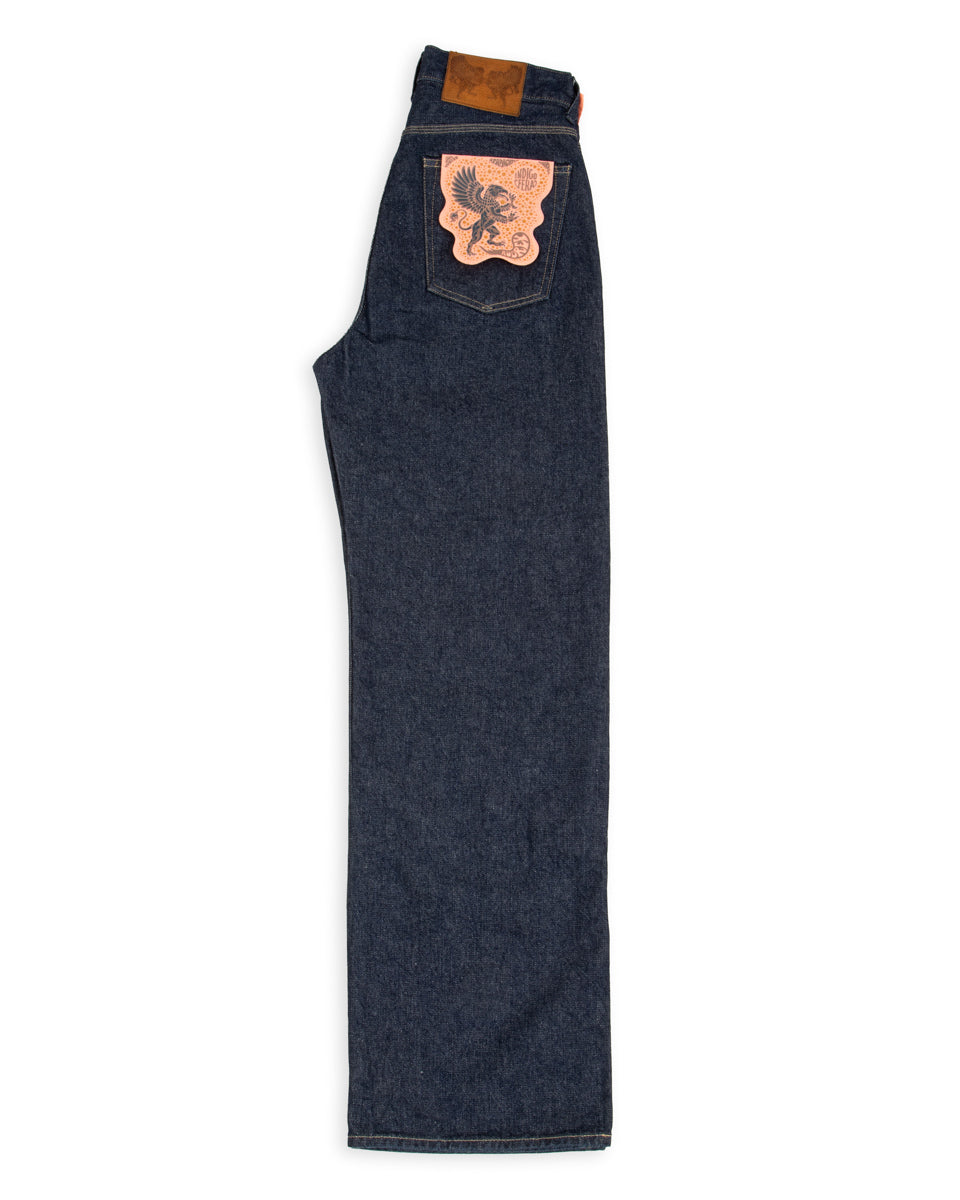 Indigofera Audrey Double Knee Jean - Double Wash 14 oz Broken Twill Indigo - Standard & Strange