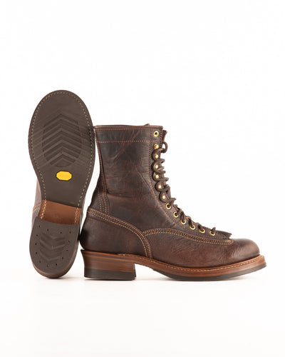 John Lofgren Donkey Puncher 8" Boots - Burnt Dark Brown Ezo Deerskin - Standard & Strange