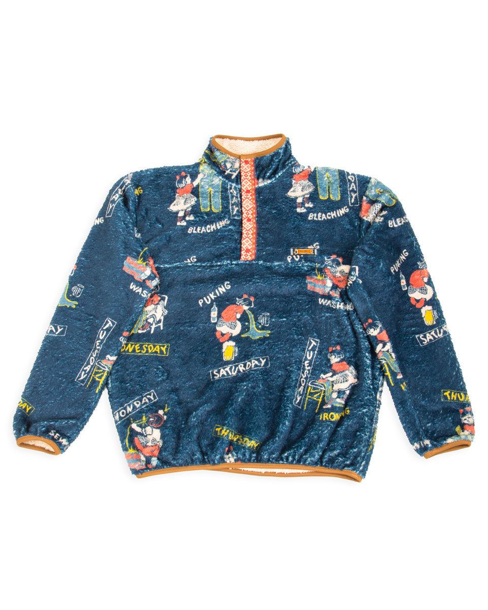 Kapital KOUNTRY CALENDAR Fleece Pullover - Navy - Standard & Strange