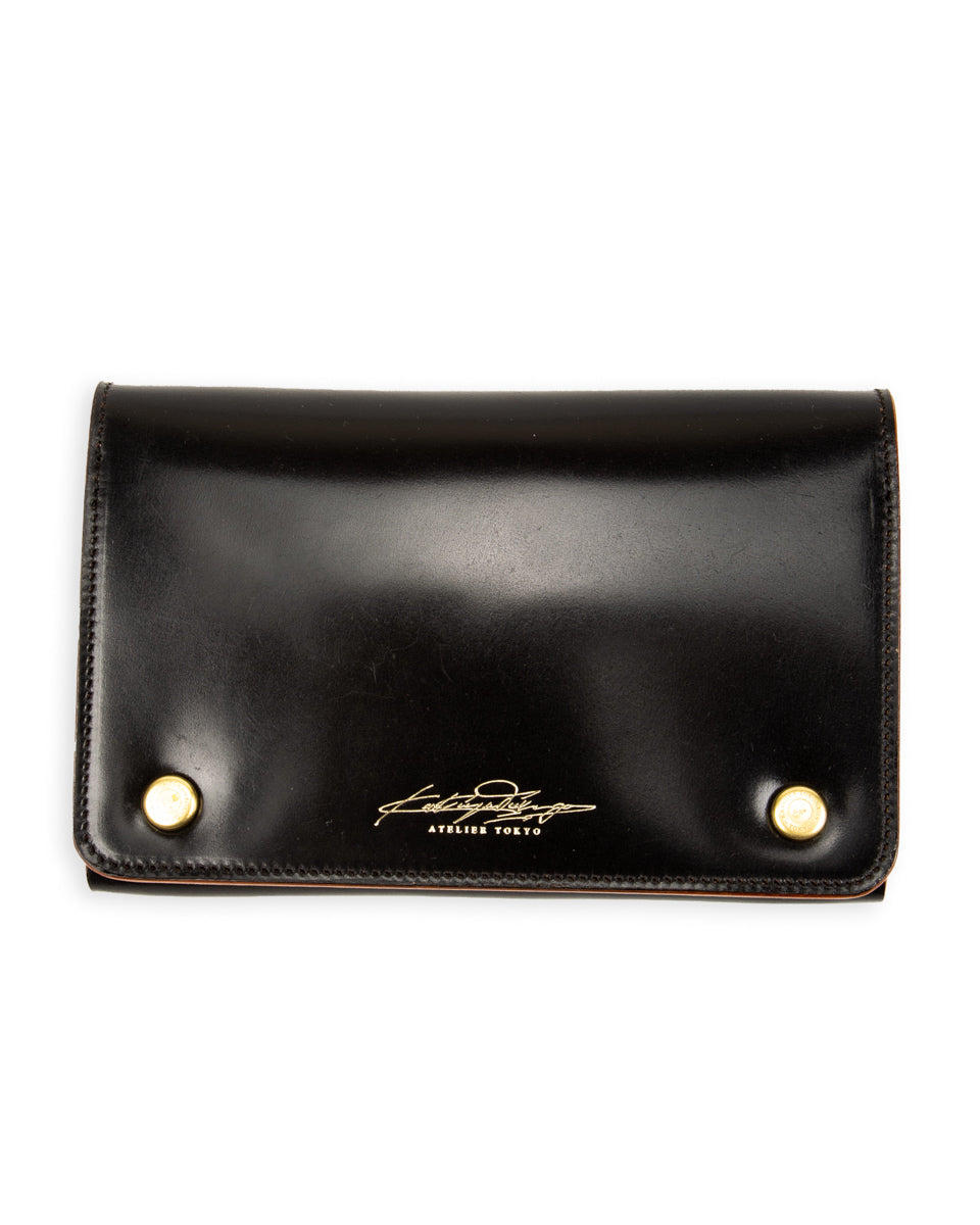 Rolling Dub Trio Middle Trucker Wallet - Black Rocado Cordovan - Standard & Strange
