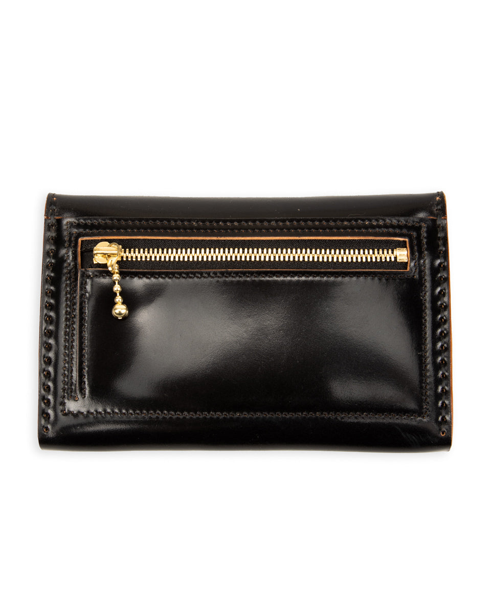Rolling Dub Trio Middle Trucker Wallet - Black Rocado Cordovan - Standard & Strange