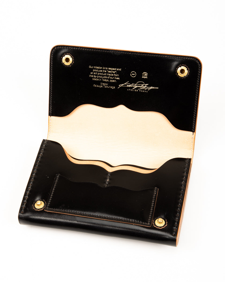 Rolling Dub Trio Middle Trucker Wallet - Black Rocado Cordovan - Standard & Strange