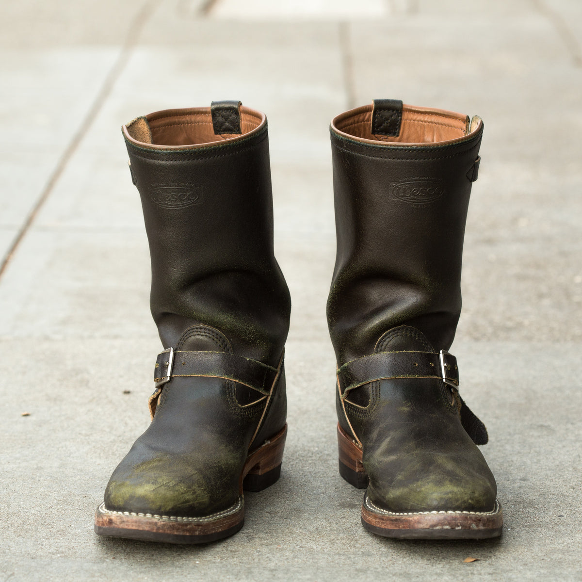 Wesco S&S x Wesco Quick Striker Engineer Boot - Olive Waxed Flesh - Standard & Strange